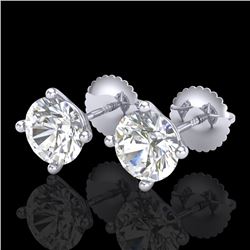 2 CTW VS/SI Diamond Solitaire Art Deco Stud Earrings 18K White Gold - REF-591M2H - 37304