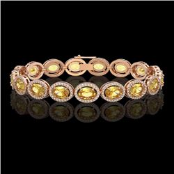 20.36 CTW Fancy Citrine & Diamond Halo Bracelet 10K Rose Gold - REF-246Y8K - 40644