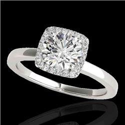 1.15 CTW H-SI/I Certified Diamond Solitaire Halo Ring 10K White Gold - REF-200F2N - 33400