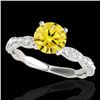 Image 1 : 1.4 CTW Certified Si/I Fancy Intense Yellow Diamond Solitaire Ring 10K White Gold - REF-156A4X - 348