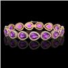 Image 1 : 20.3 CTW Amethyst & Diamond Halo Bracelet 10K Rose Gold - REF-282W9F - 41274