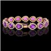 Image 2 : 20.3 CTW Amethyst & Diamond Halo Bracelet 10K Rose Gold - REF-282W9F - 41274