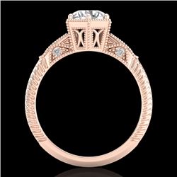 1.17 CTW VS/SI Diamond Solitaire Art Deco Ring 18K Rose Gold - REF-381T8M - 37215