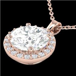 1.75 CTW Halo VS/SI Diamond Micro Pave Necklace 14K Rose Gold - REF-475H5A - 21567