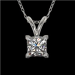 0.50 CTW Certified VS/SI Quality Princess Diamond Necklace 10K White Gold - REF-79X5T - 33166