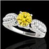 Image 1 : 1.7 CTW Certified Si/I Fancy Intense Yellow Diamond Solitaire Ring 10K White Gold - REF-180N2Y - 352