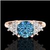 Image 2 : 1.5 CTW Intense Blue Diamond Solitaire Engagement Classic Ring 18K Rose Gold - REF-218X2T - 37601