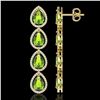 Image 2 : 8.4 CTW Peridot & Diamond Halo Earrings 10K Yellow Gold - REF-172T2M - 41311