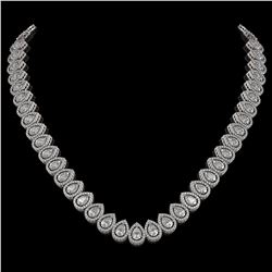 34.83 CTW Pear Diamond Designer Necklace 18K White Gold - REF-6349M3H - 42767