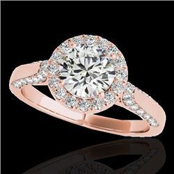 1.5 CTW H-SI/I Certified Diamond Solitaire Halo Ring 10K Rose Gold - REF-218K2W - 33563