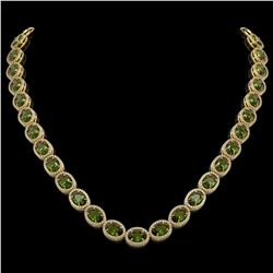 49.46 CTW Tourmaline & Diamond Halo Necklace 10K Yellow Gold - REF-763W6F - 40576