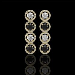 5.58 CTW Black & White Diamond Designer Earrings 18K Yellow Gold - REF-581T3M - 42613