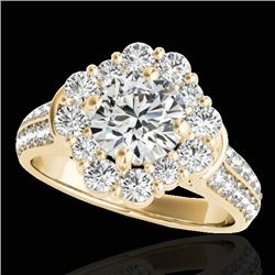 2.81 CTW H-SI/I Certified Diamond Solitaire Halo Ring 10K Yellow Gold - REF-409K3W - 33960