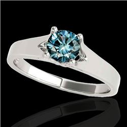 1 CTW Si Certified Fancy Blue Diamond Solitaire Ring 10K White Gold - REF-141W8F - 35160