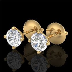 1.01 CTW VS/SI Diamond Solitaire Art Deco Stud Earrings 18K Yellow Gold - REF-180Y2K - 37300