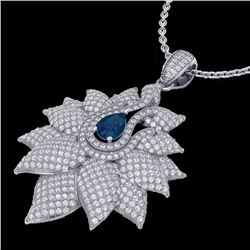 3 CTW Sapphire & Micro Pave VS/SI Diamond Designer Necklace 18K White Gold - REF-257X3T - 22565