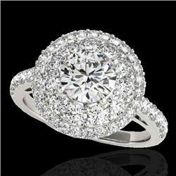 2.09 CTW H-SI/I Certified Diamond Solitaire Halo Ring 10K White Gold - REF-220A2X - 33688