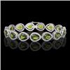 Image 1 : 19.7 CTW Tourmaline & Diamond Halo Bracelet 10K White Gold - REF-361W3F - 41255