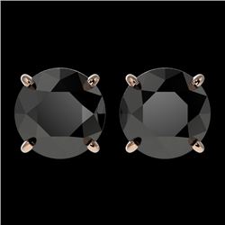 2.50 CTW Fancy Black VS Diamond Solitaire Stud Earrings 10K Rose Gold - REF-51H3A - 33104