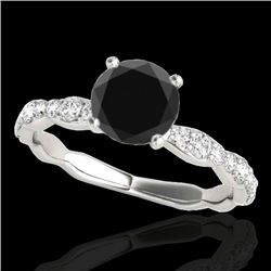 1.4 CTW Certified VS Black Diamond Solitaire Ring 10K White Gold - REF-56M2H - 34874