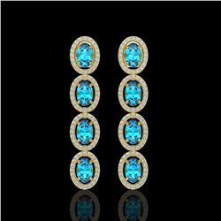 6.28 CTW Swiss Topaz & Diamond Halo Earrings 10K Yellow Gold - REF-103X6T - 40537