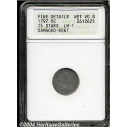 1797[H10C] 15 Stars--Damaged, Bent--ANACS. Fine Details, Net VG8.