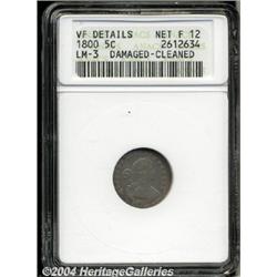 1800[H10C]--Damaged, Cleaned--ANACS. VF Details, Net Fine 12.