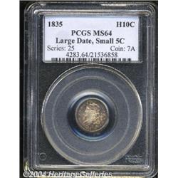 1835[H10C] Large Date, Small 5C MS64 PCGS.