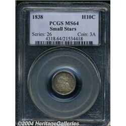 1838[H10C] Small Stars MS64 PCGS.