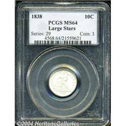 1838[10C] Large Stars MS64 PCGS.