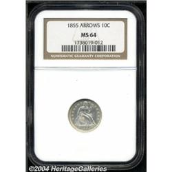 1855[10C] Arrows MS64 NGC.