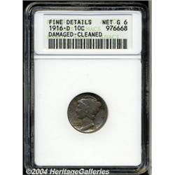 1916-D[10C]--Damaged, Cleaned--ANACS. Fine Details, Net Good 6