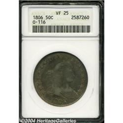 1806[50C] Pointed 6, Stem VF25 ANACS.