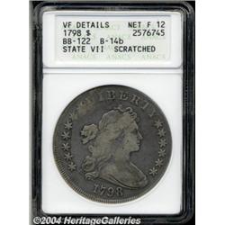 1798[S$1] Large Eagle, 13 Arrows--Scratched--ANACS. VF Details, Net Fine 12.