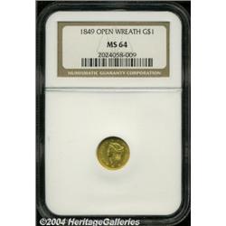 1849[G$1] Open Wreath MS64 NGC.