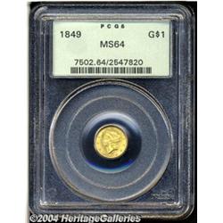 1849[G$1] Open Wreath MS64 PCGS.