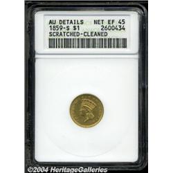 1859-S[G$1]--Scratched, Cleaned--ANACS. AU Details, Net XF45.