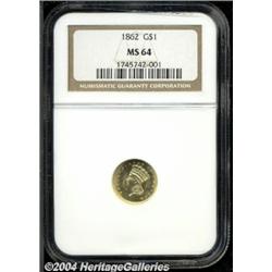 1862[G$1] MS64 NGC.