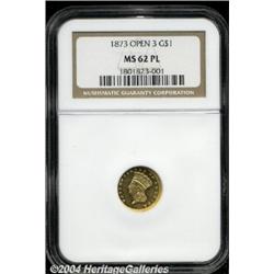 1873[G$1] Open 3 MS62 Prooflike NGC.