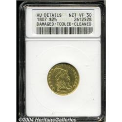 1807[$2 1/2]--Damaged, Tooled, Cleaned--ANACS. AU Details, Net VF30.