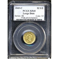 1843-C[$2 1/2] Large Date, Plain 4 XF45 PCGS.