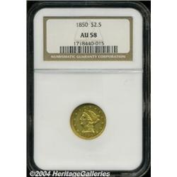 1850[$2 1/2] AU58 NGC.