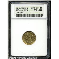 1854-D[$2 1/2]--Cleaned--ANACS. XF Details, Net VF30.