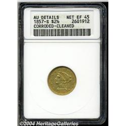 1857-S[$2 1/2]--Corroded, Cleaned--ANACS. AU Details, Net XF45.