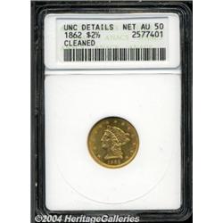 1862[$2 1/2]--Cleaned--ANACS. Unc Details, Net AU50.