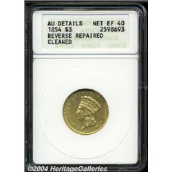 1854[$3]--Reverse Repaired, Cleaned--ANACS. AU Details, Net XF40.