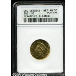 1881[$3]--Scratched, Cleaned--ANACS. Unc Details, Net AU50.