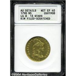 1798[$5] Large Eagle, Large 8, 13 Star Reverse--Rim Filed, Scratched--ANACS. AU Details, Net XF40.