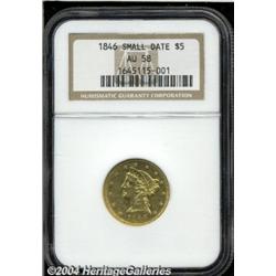 1846[$5] Small Date AU58 NGC.