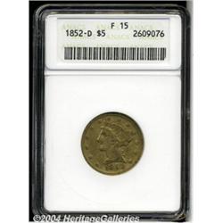 1852-D[$5] Fine 15 ANACS.